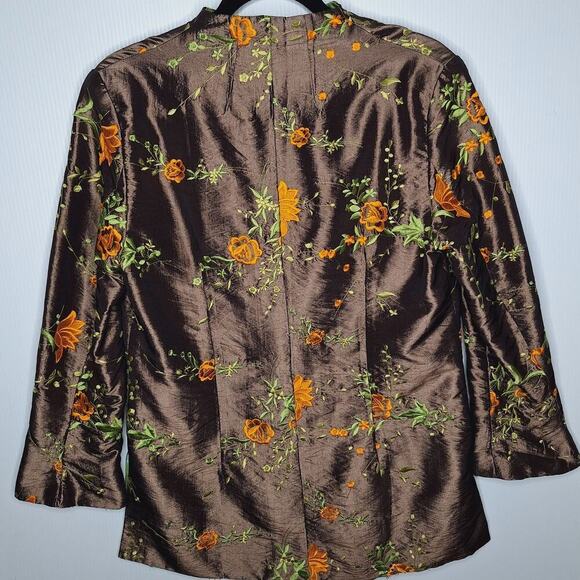 Anis. A Embroidered Cheongsam Jacket Floral Art To Wear Artsy Iridescent M Silk - Picture 10 of 11